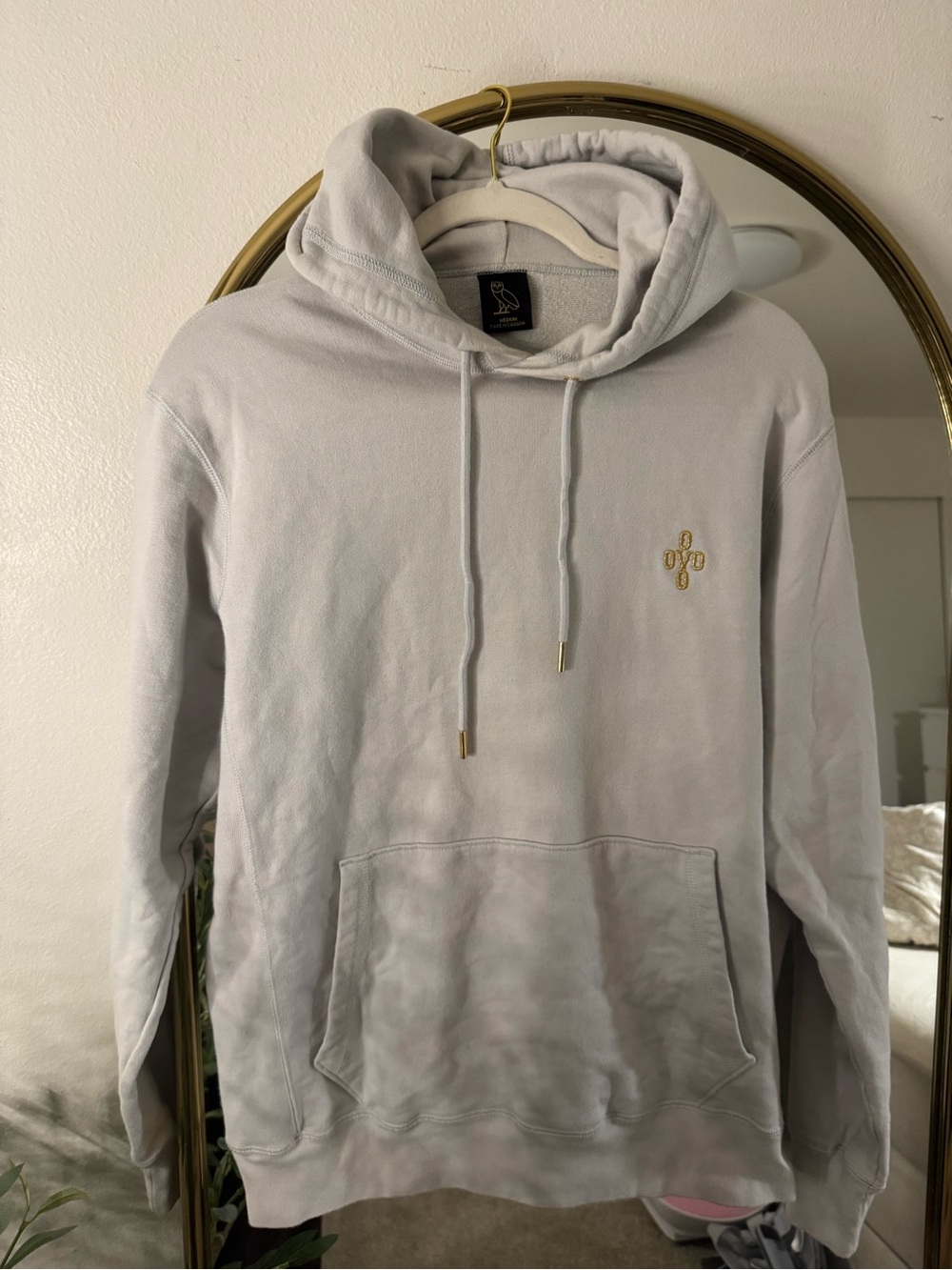 OVO Light Gray Hoodie with Gold Logo
